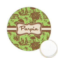 Green & Brown Toile Printed Cookie Topper - 2.15" (Personalized)
