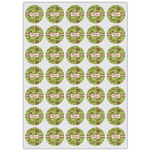 Green & Brown Toile Icing Circle - XSmall - Set of 35