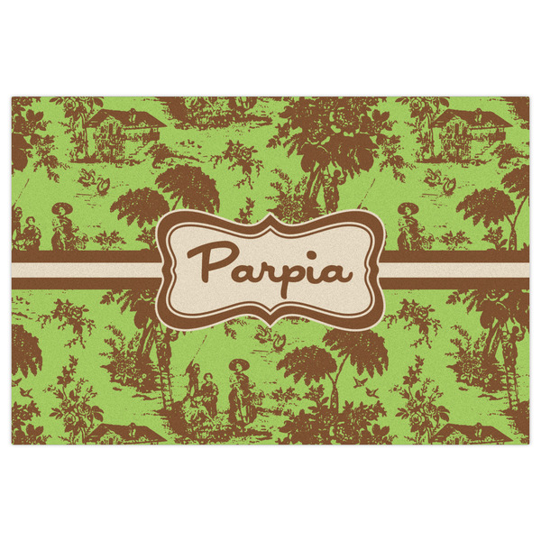 Green & Brown Toile Indoor / Outdoor Rug - 2'x3' - Front Flat