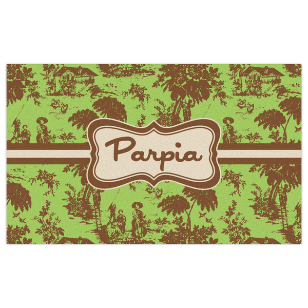 Green & Brown Toile Indoor / Outdoor Rug - 3'x5' - Front Flat