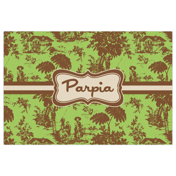 Green & Brown Toile Indoor / Outdoor Rug - 4'x6' - Front Flat