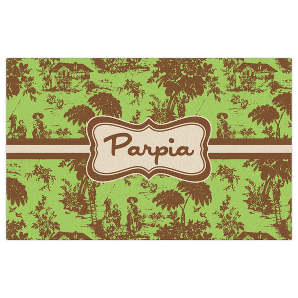 Green & Brown Toile Indoor / Outdoor Rug - 5'x8' - Front Flat