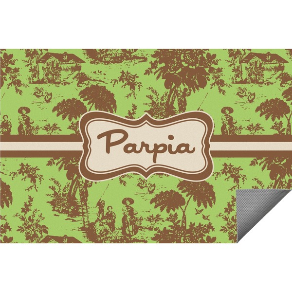 Custom Green & Brown Toile Indoor / Outdoor Rug - 3'x5' (Personalized)