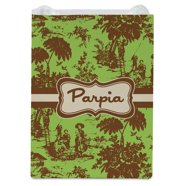 Green & Brown Toile Jewelry Gift Bag - Gloss - Front