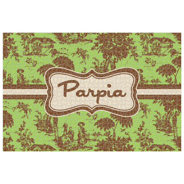 Custom Green & Brown Toile Jigsaw Puzzle - 1000-piece (Personalized)