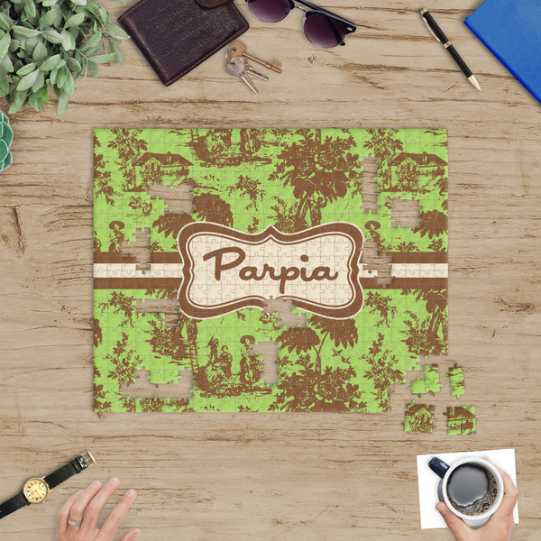 Green & Brown Toile Jigsaw Puzzle 500 Piece - In Context