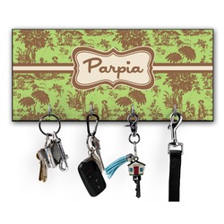 Green & Brown Toile Key Hanger w/ 4 Hooks w/ Name or Text