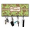 Green & Brown Toile Key Hanger w/ 4 Hooks & Keys