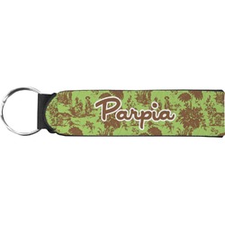 Green & Brown Toile Neoprene Keychain Fob (Personalized)