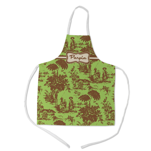 Custom Green & Brown Toile Kid's Apron w/ Name or Text