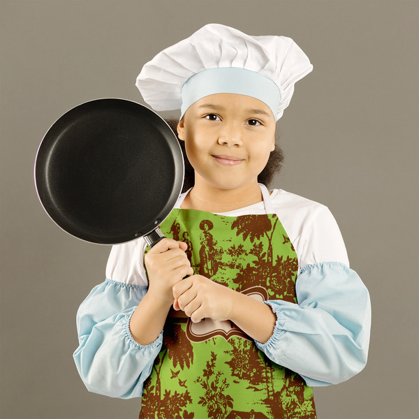 Green & Brown Toile Kid's Aprons - Medium - Lifestyle