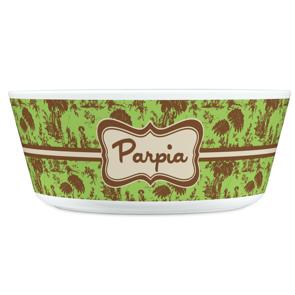 Green & Brown Toile Kids Bowls - FRONT