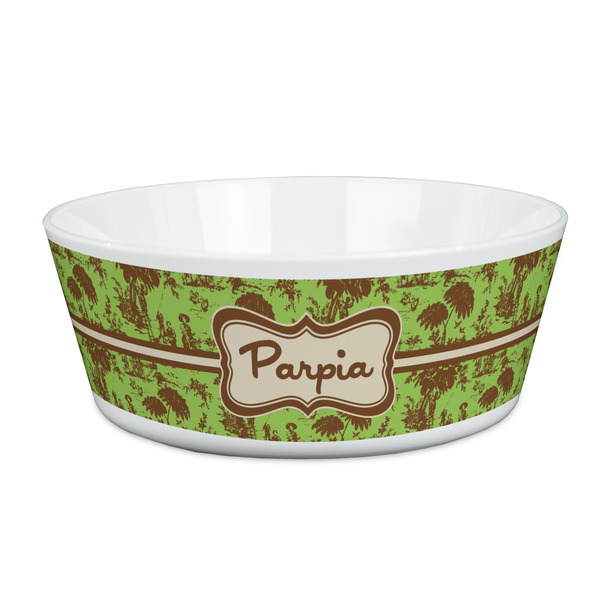Custom Green & Brown Toile Kid's Bowl (Personalized)