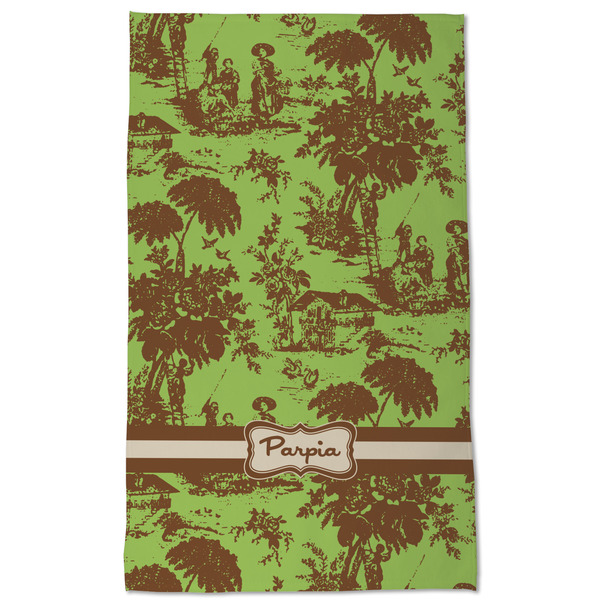 Green & Brown Toile Kitchen Towel - Poly Cotton - Full Front