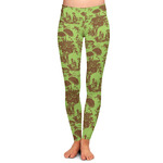 Green & Brown Toile Ladies Leggings - Extra Large