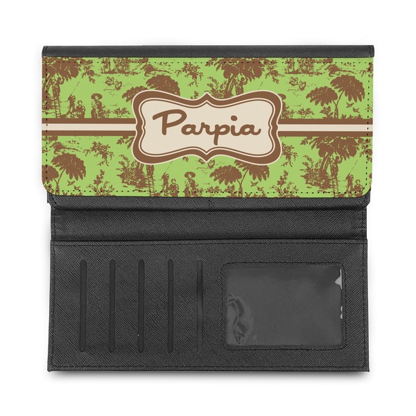 Green & Brown Toile Ladies Wallet - Half Way Open
