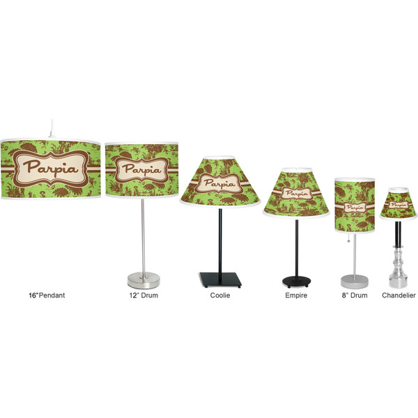 Green & Brown Toile Lamp Full View Size Comparison
