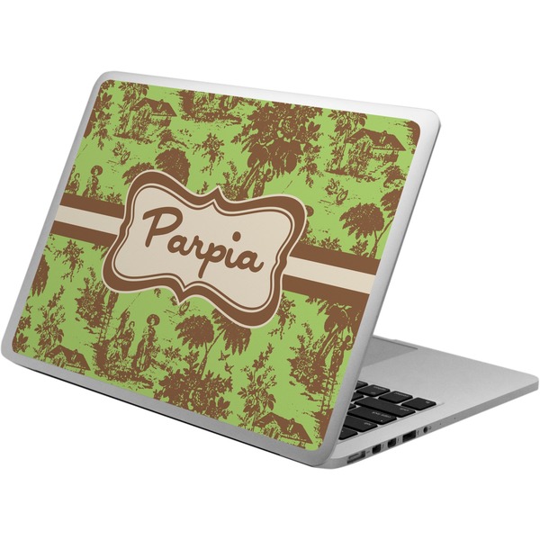 Custom Green & Brown Toile Laptop Skin - Custom Sized (Personalized)