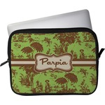 Green & Brown Toile Laptop Sleeve / Case - 15" (Personalized)