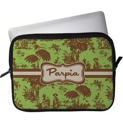 Green & Brown Toile Laptop Sleeve / Case - 11" (Personalized)