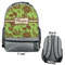 Green & Brown Toile Large Backpack - Gray - Front & Back View