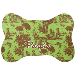 Green & Brown Toile Bone Shaped Dog Food Mat (Large) (Personalized)