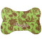 Green & Brown Toile Bone Shaped Dog Food Mat (Large) (Personalized)