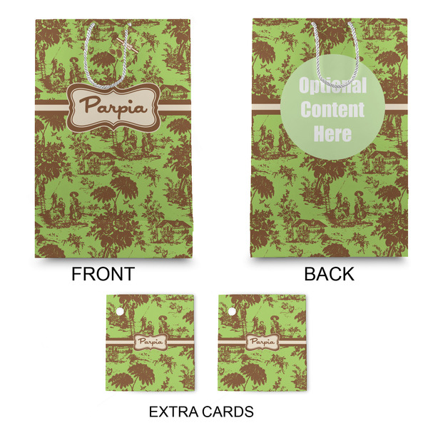 Green & Brown Toile Large Gift Bag - Approval