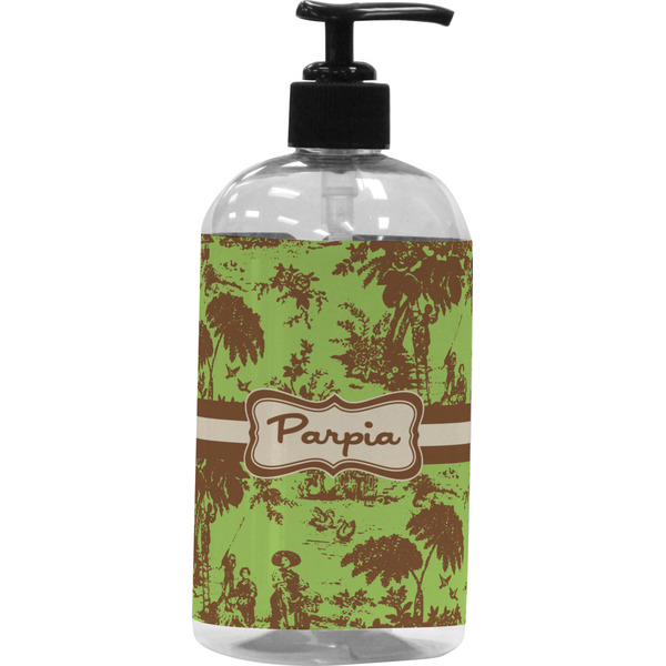 Custom Green & Brown Toile Plastic Soap / Lotion Dispenser (Personalized)