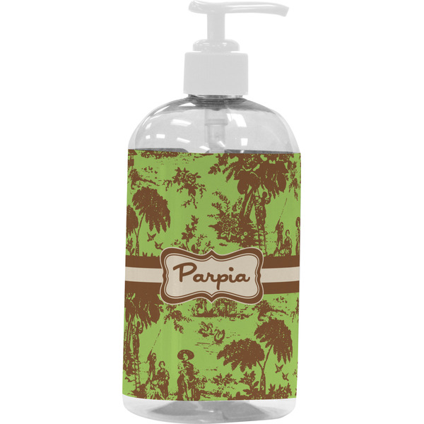 Green & Brown Toile Large Liquid Dispenser (16 oz) - White