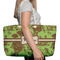 Green & Brown Toile Large Rope Tote Bag - In Context View