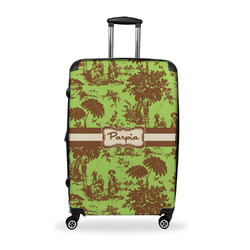 Green & Brown Toile Suitcase - 28" Large - Checked w/ Name or Text