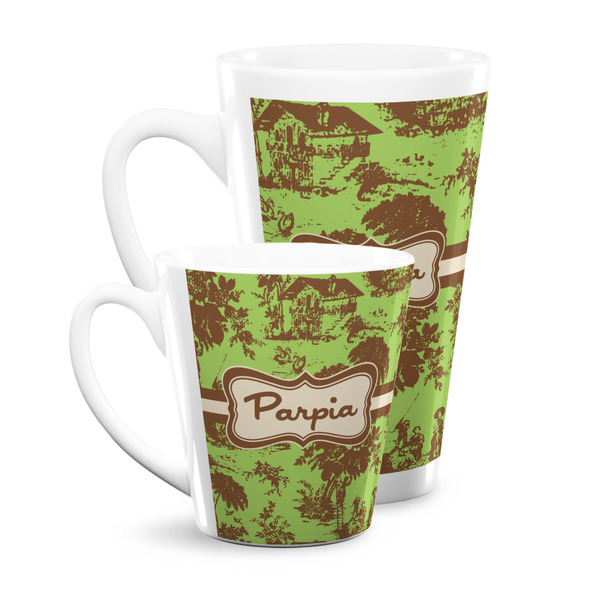 Green & Brown Toile Latte Mugs Main