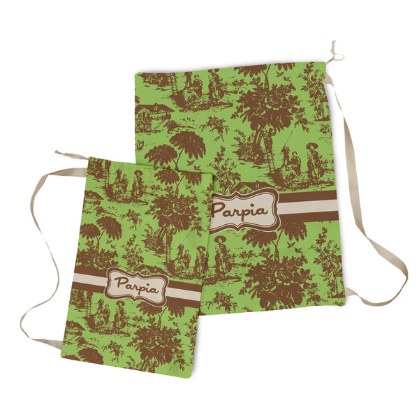 Green & Brown Toile Laundry Bag - Both Bags