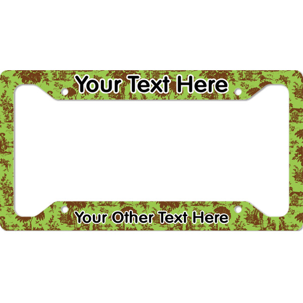 Custom Green & Brown Toile License Plate Frame - Style A (Personalized)