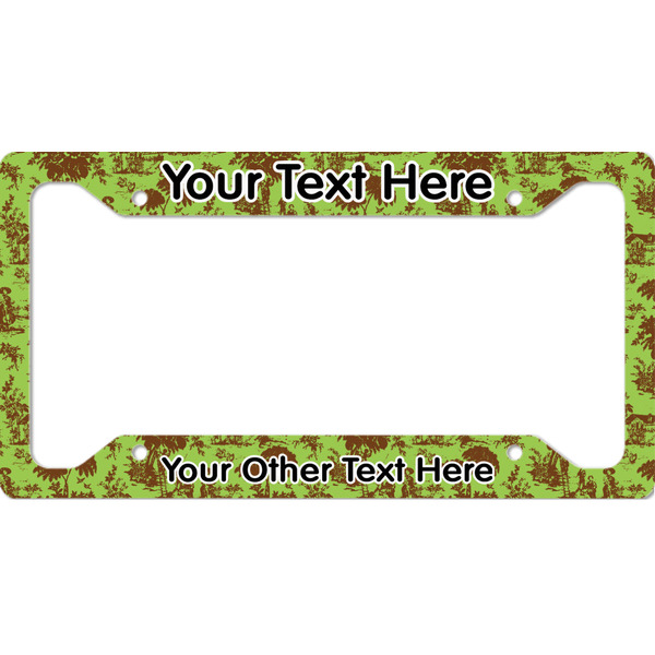 Custom Green & Brown Toile License Plate Frame (Personalized)