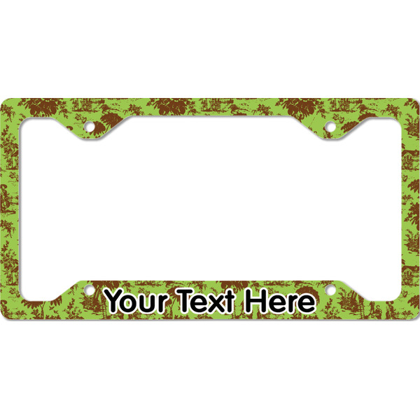 Custom Green & Brown Toile License Plate Frame - Style C (Personalized)