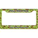 Green & Brown Toile License Plate Frame - Style B (Personalized)