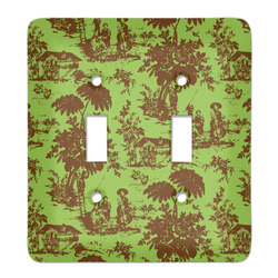 Green & Brown Toile Light Switch Cover (2 Toggle Plate)