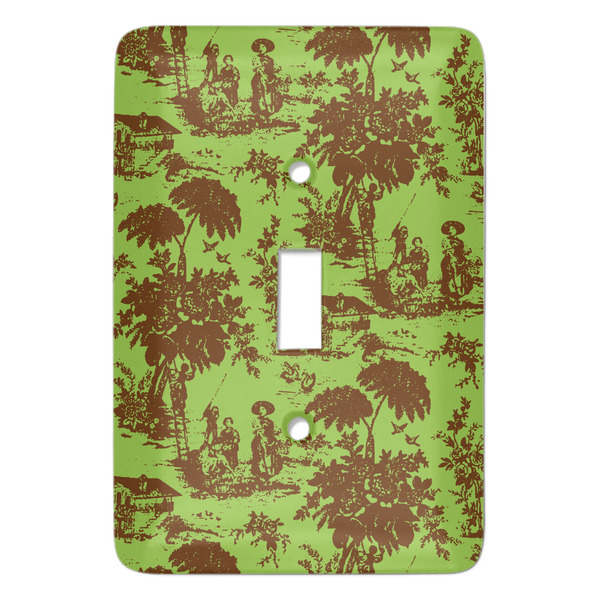 Custom Green & Brown Toile Light Switch Cover (Single Toggle)