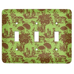 Green & Brown Toile Light Switch Cover (3 Toggle Plate)