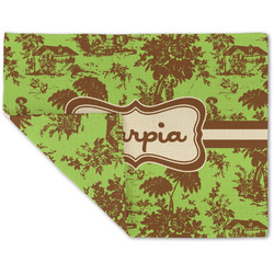 Green & Brown Toile Double-Sided Linen Placemat - Single w/ Name or Text