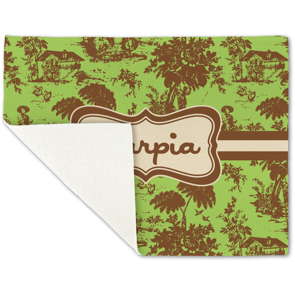 Green & Brown Toile Linen Placemat - Folded Corner (single side)