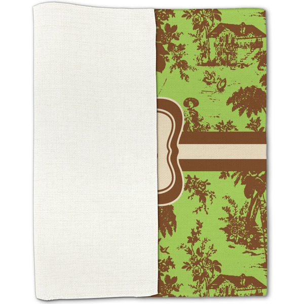 Green & Brown Toile Linen Placemat - Folded Half