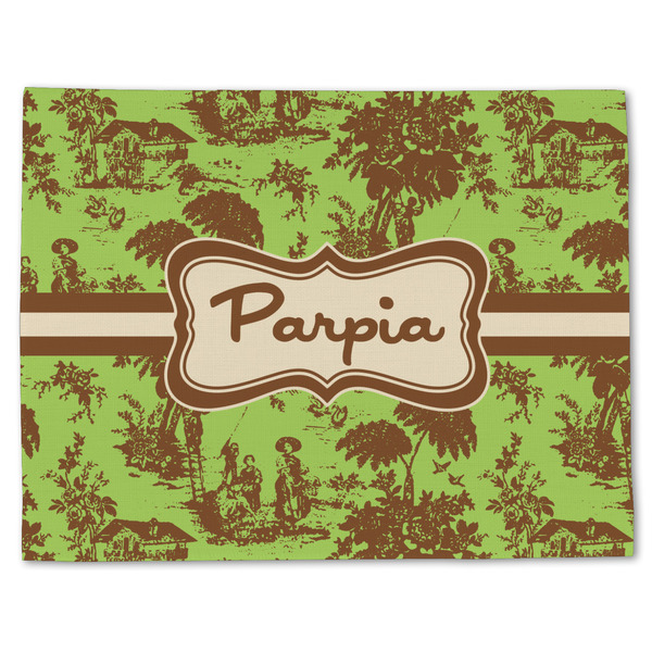 Custom Green & Brown Toile Single-Sided Linen Placemat - Single w/ Name or Text