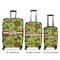 Green & Brown Toile Luggage Bags all sizes - With Handle