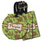 Green & Brown Toile Luggage Tags - 3 Shapes Availabel