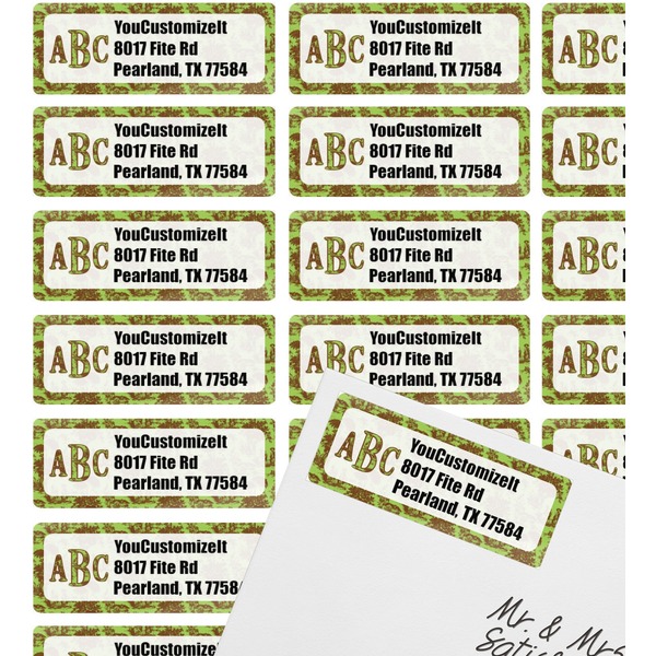 Green & Brown Toile Mailing Label on Envelope - Multiple Labels