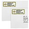 Green & Brown Toile Mailing Labels - Double Stack Close Up