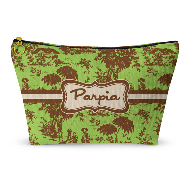 Custom Green & Brown Toile Makeup Bag (Personalized)